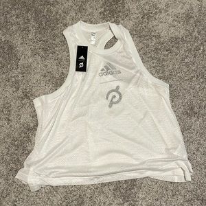 Adidas x Peloton racerback mesh white tank. Size L. NWT.